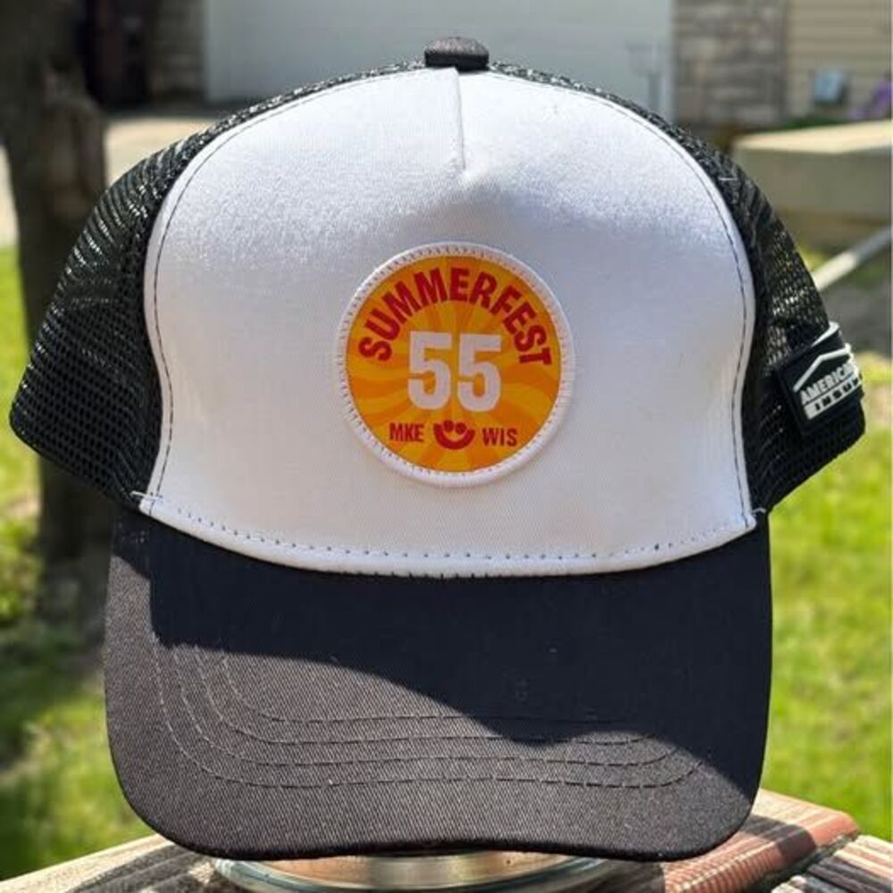 Summerfest 55 commemorative trucker hat sponsored by American Family New without